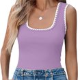 thumbnail image 3 of Summer Sleeveless Color Block Women Square Neckline Tank Tops Slim Vest Camisole, 3 of 5
