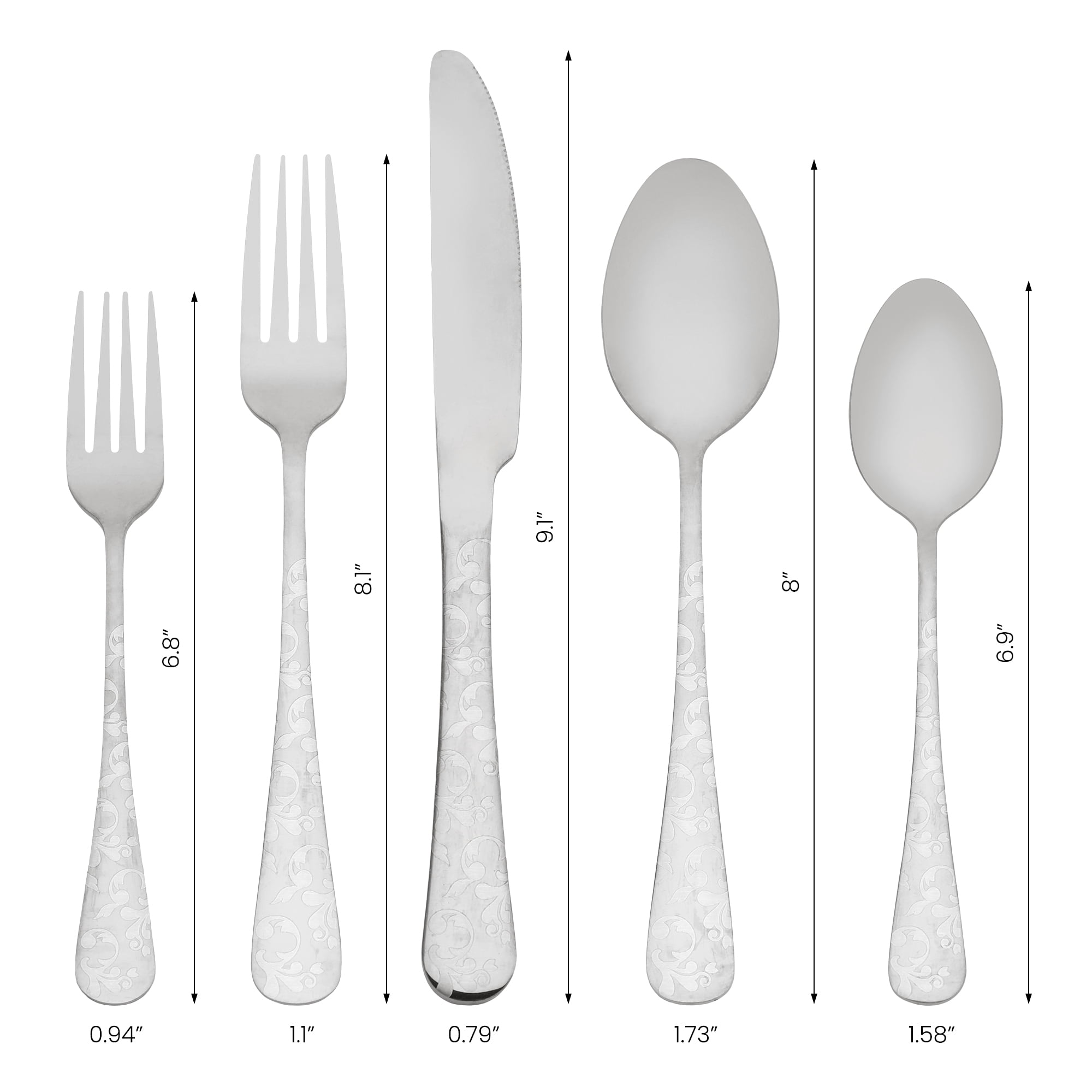 Unique Bargains 20 Piece Silverware Set for 4 Stainless Steel Floral Cutlery Silver 20