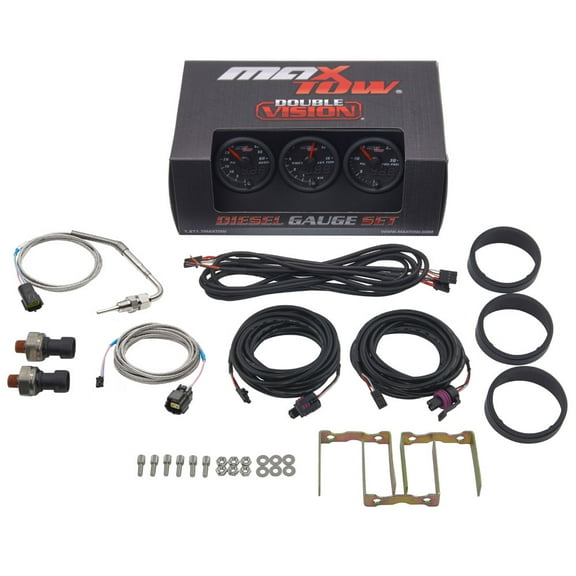MaxTow Black and Green Diesel Gauge Set - 60 Boost, Pyrometer & 30 Fuel Pressure Gauges