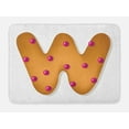 thumbnail image 1 of Christmas Alphabet Bath Mat, Letter W with Candy Dots Gingerbread Biscuit Cookies Print, Plush Bathroom Decor Mat with Non Slip Backing, 29.5" X 17.5", Ginger and Dark Magenta, by Ambesonne, 1 of 2