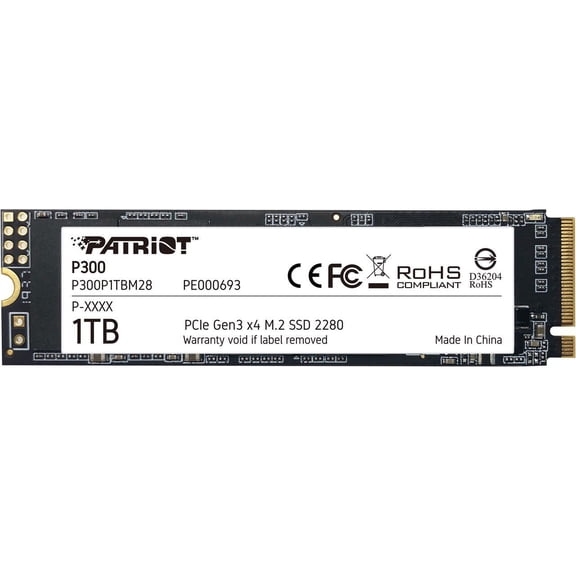 Patriot P300 M.2 2280 1TB PCIe Gen3 x4, NVMe 1.3 Internal Solid State Drive (SSD) P300P1TBM28