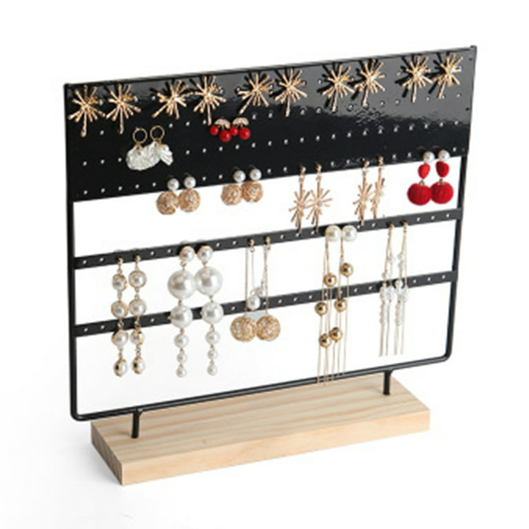 ANNDOFY Earrings Organizer Jewelry Display Stand, 3-Tier Earring Holder  Rack for Hanging Earrings, Metal and Wood Basic Large Storage Earring  Jewelry