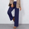 thumbnail image 2 of CFLVAEK Dressy Pants for Women High Waisted Business Casual Work Pant Solid Color Straight Wide Leg Trousers with Pockets Navy XL, 2 of 7