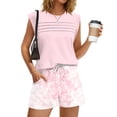 thumbnail image 2 of Two Piece Sets for Women Trendy Short Sets Beach Vacation Clothes Airport Travel Cruise Summer Outfits Pink XL, 2 of 6