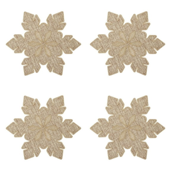 BVIEAKD Linen Snowflake Christmas Placemats Set of 4 - Decorative Non-Slip Holiday Table Mats for Xmas Dinner Party
