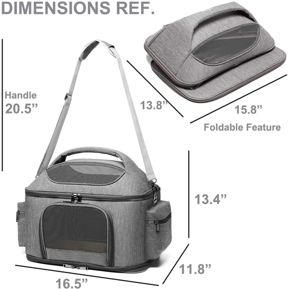 Pet Carrier for Large Fat Cats and Small Dog, Fits up to 20 pounds Car Seat Travel Carrier, Collapsible Indoor Outdoor Soft Side Carrier Bed House Airline Approved Under Seat