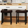 thumbnail image 6 of ChaoLink Set of 2 PU Leather Bar Stools, 24" Saddle Seat Counter Height Stools with Heavy Duty Metal Frame, 6 of 7