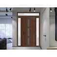 thumbnail image 4 of Front Exterior Prehung Metal-Plastic Door Frosted Glass | Manux 8112 Walnut | 2 Side and Top Sidelite Transom | Office Commercial and Residential Doors Patio Garage 64x94 (W14+36+14x80+14) Left-hand, 4 of 6