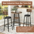 thumbnail image 3 of Kepooman 3-Piece Pub Table and Chairs Set of 2,Round Bistro Bar Table Set, High Top Kitchen Table and 2 Upholstered Stools for Small Space Rustic Brown, 23.62'' W x 23.62'' D x 35.43'' H, 3 of 15