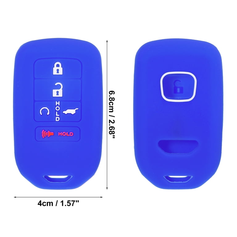 Vurbemes Silicone Key Fob Cover For Honda - Full Protection Case With Keychain, Black+Blue, Fits Accord, Civic, CR-V, Pilot (2003-2015 Models)