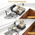 thumbnail image 2 of Dish Drying Rack - Extendable Dish Rack, AOKIWO Large Capacity Drying Drainer for Kitchen Counter, Stainless Steel Rust-Proof with Utensil Holder, Black, 2 of 7