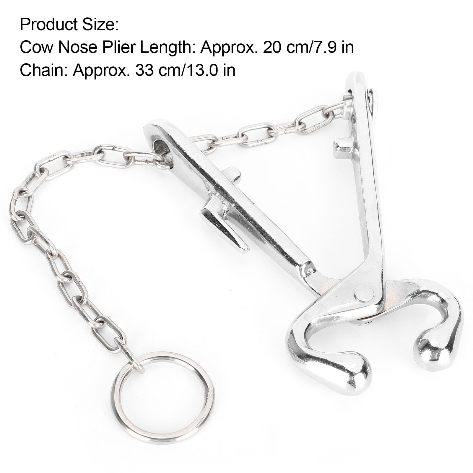 Cow Nose Pliers Stainless Steel Cattle Ring with Chain Cattles Traction Clamp
