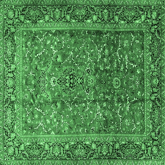 Ahgly Company Indoor Square Persian Emerald Green Traditional Area Rugs, 5' Square