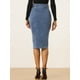 thumbnail image 3 of Falda de mezclilla Allegra K Cintura alta Dobladillo dividido Azul XS Mujer, 3 of 6