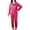 Hot Pink, variant on Women's Trendy Long Sleeve Lace Trim Sleepwear Set Pajama Set Women's Plus-size Thin Long-sleeved Silk V-neck Silk Set Two-piece Home Wear