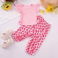 thumbnail image 2 of mgoYE Toddler Baby Girl Clothes Short Sleeve Ruffle Shirt Floral Pant Set 2 Piece Outfits for Girls Cute Clothing Set(Red,1-2 Years), 2 of 4