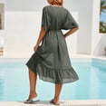 thumbnail image 3 of daznei Swimsuit Coverup for Women Lightweight Chiffon Flowy Short Sleeve Kimonos with Lace up Loose Cardigans for Swimwear Gray, 3 of 7