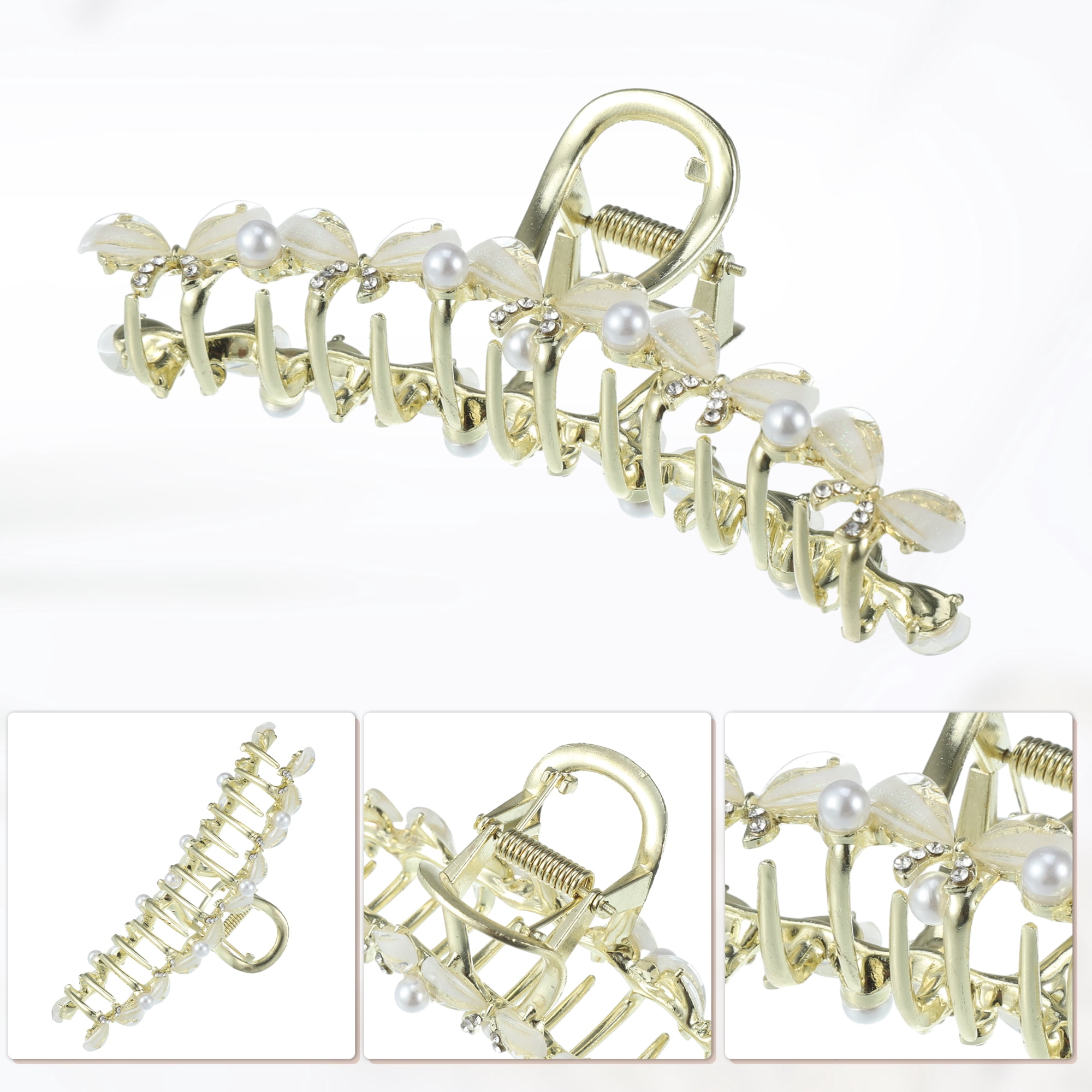 Unique Bargains Classic Faux Crystal Bling Bow Tie Hair Clip for Women and Girls