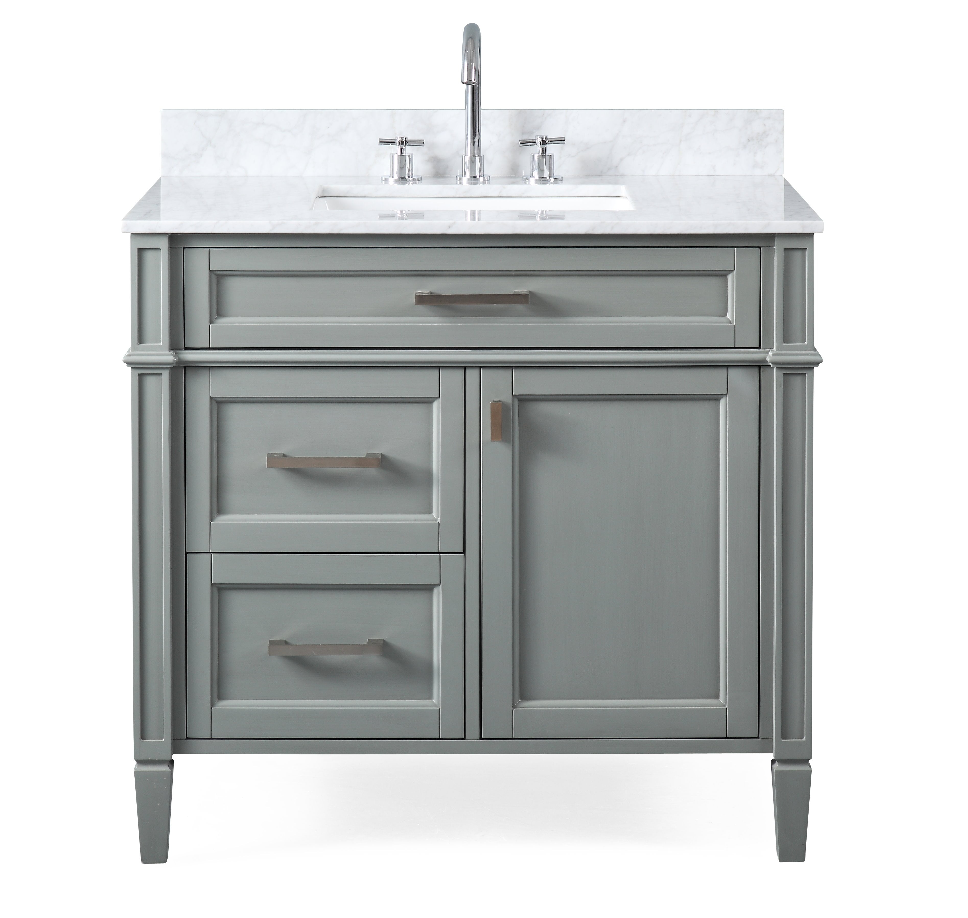 36" Tennant Brand Durand Contemporary Modern Gray Bathroom Vanity ZK-1808-V36CK-BS