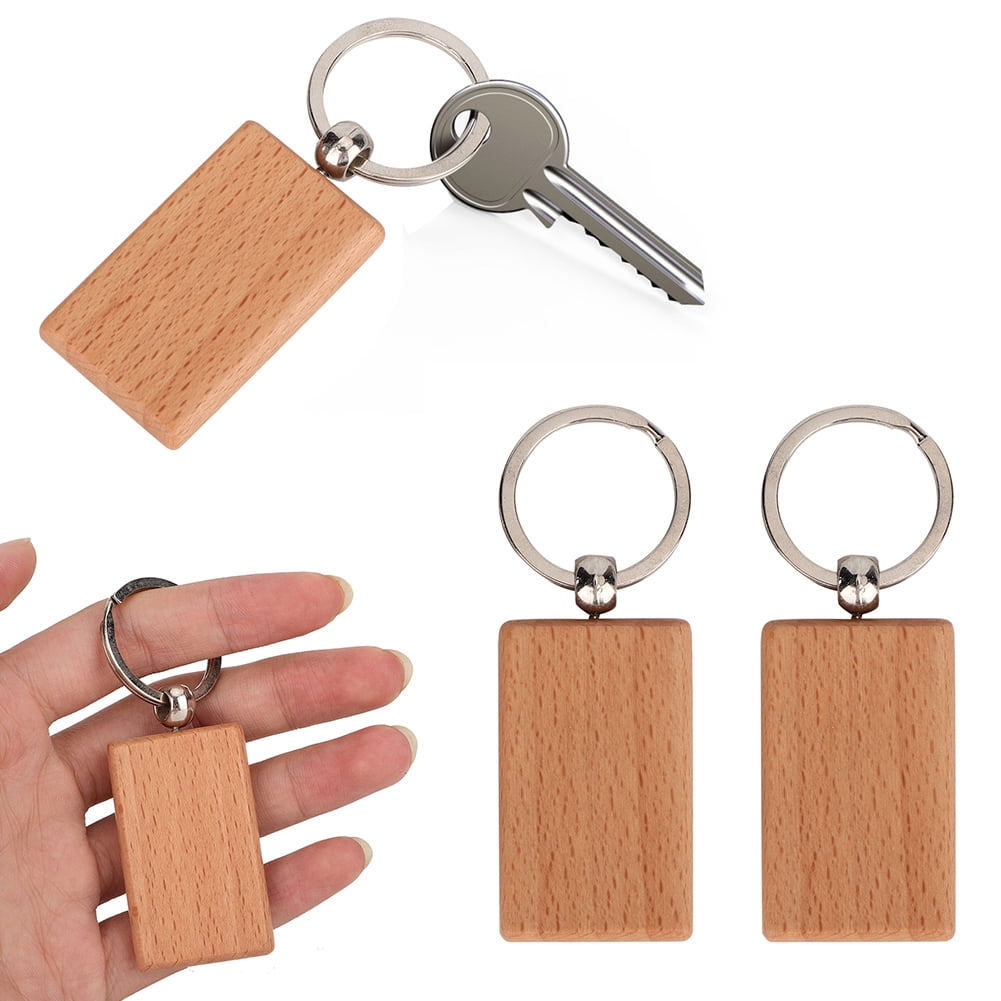 1pcs Creative Plain Wooden Keyring Keychain Charm Wood Key Ring keyfob Decor 