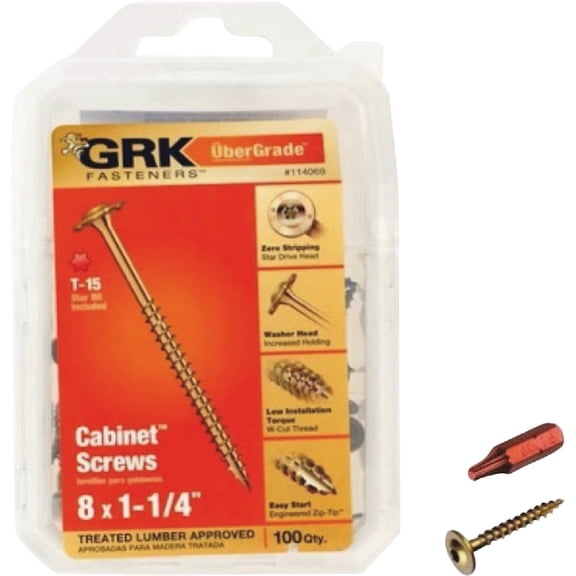 GRK 114069#8 by 1-1/4-inch Cabinet Screws HandyPak, 100 per Pack