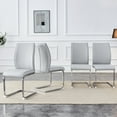 thumbnail image 3 of Llinc Store Set of 4 Light Gray PU Simple Arch Dining Chair High Resilience Chairs with Arched Metal Silver Leg, 3 of 9