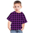 thumbnail image 5 of Boys Girls Short Sleeve T-Shirts Kids Classic Checkered Graphic Tee Cute Round Neck Versatile Top, 5 of 5