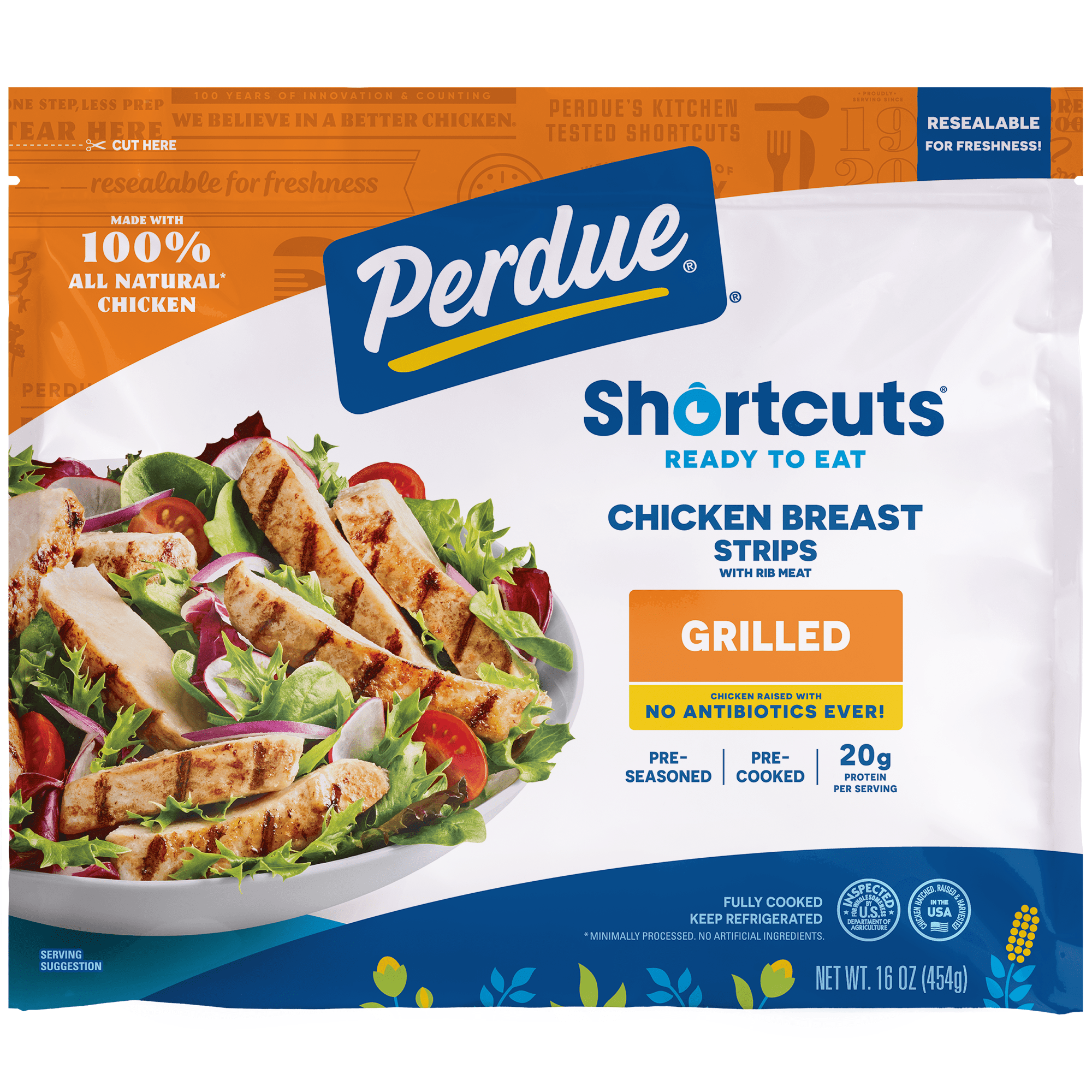 Perdue Shortcuts  Ready to Eat, No Antibiotics Ever, Refrigerated, Roasted Chicken Breast Strips, 16 oz.