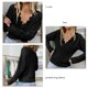 thumbnail image 1 of Suéter De Mujer Con Cuello En V, Prendas De Punto De Mujer Con Nervaduras Respetuosas Con La Piel De Color Puro Para Ir De Compras, 1 of 6