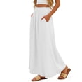 thumbnail image 6 of Arlun Casual Long Pleated Skirt for Women Elegant Eyelet Solid Color Flowy Summer Maxi Skirts Elastic High Waist Simple Stylish Beach Vacation Skirt Comfort for Everyday Wear White XL, 6 of 6