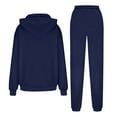 thumbnail image 3 of Kixjoy Womens Sweat Suits 2 Piece Set Casual Plus Size Drawstring Hoodie Sweatpant 2 Piece Set Athletic Winter Fleece Sweatsuits for Women Running Jogging Tracksuit Women with Pockets, Navy L, 3 of 3