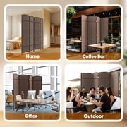 Jostyle 6ft Tall Room Divider with Hand-Woven Design, 4-Panel Folding Privacy Screen Freestanding Mocha