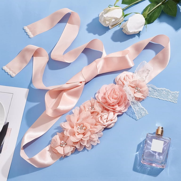 Bridal Belt Pregnant Woman Pearl Flowers Sash Satin Evening Dress Belt Pink  Sash Crystals Rhinestone Lace Wedding Accessories Bridal Bridesmaid Belt  Wedding Dress Accessories Colorful DIY - Walmart.com