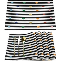 Polka Dot Line Placemats Set of 6 Rectangle Table Mats Washable Heat-Resistant Place Mat for Kitchen Dining Table Decor Indoor Outdoor