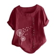 thumbnail image 5 of Azrian Plus Size Tops for Womens,Pullover Shirt Autumn Winter Women's Summer Casual Round Neck Short Sleeve Printed Loose Shirt Cheap on, 5 of 6