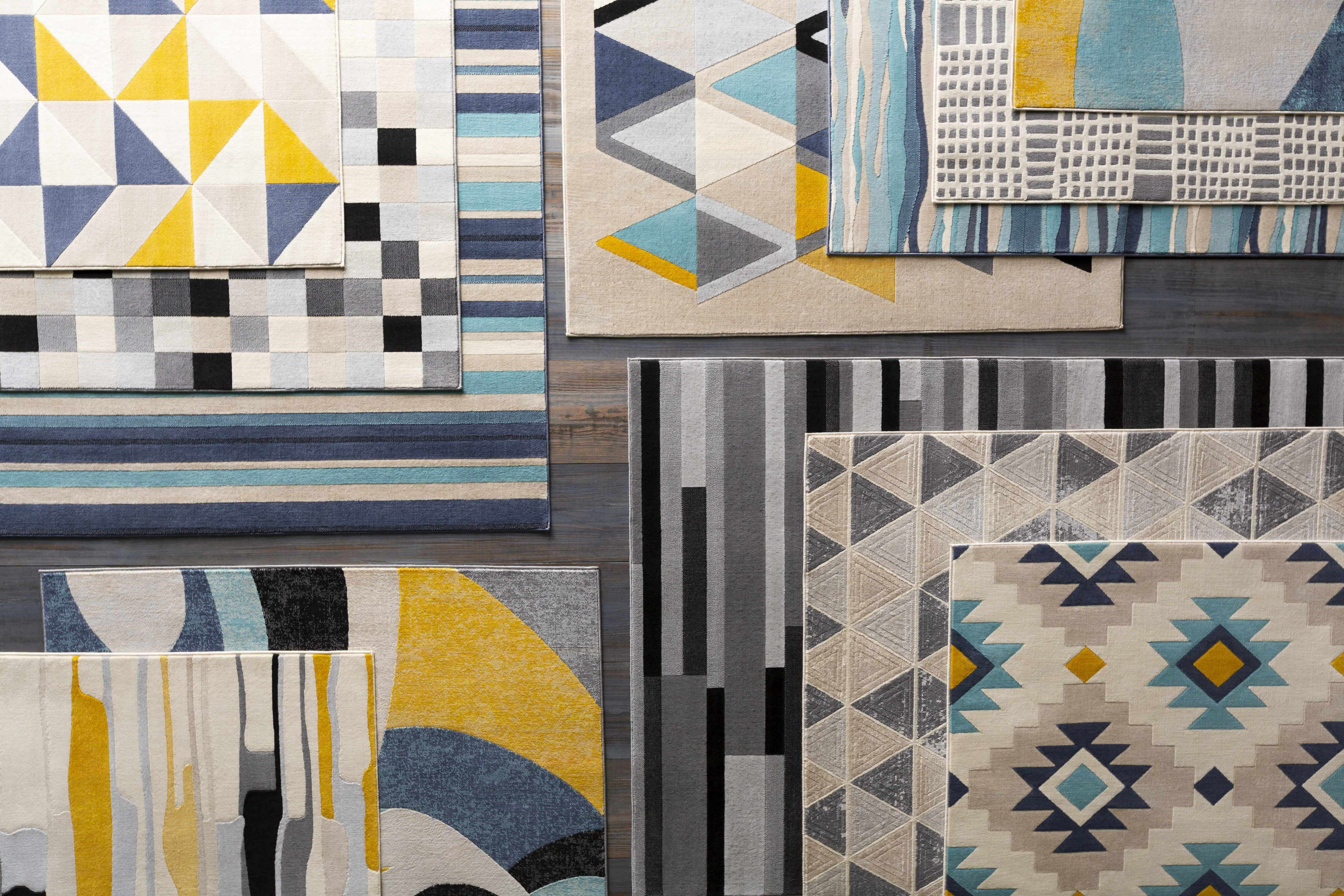 BoutiqueRugs Basco Contemporary Area Rug - Aqua, Peach, Taupe - 5'3" x 7'3"