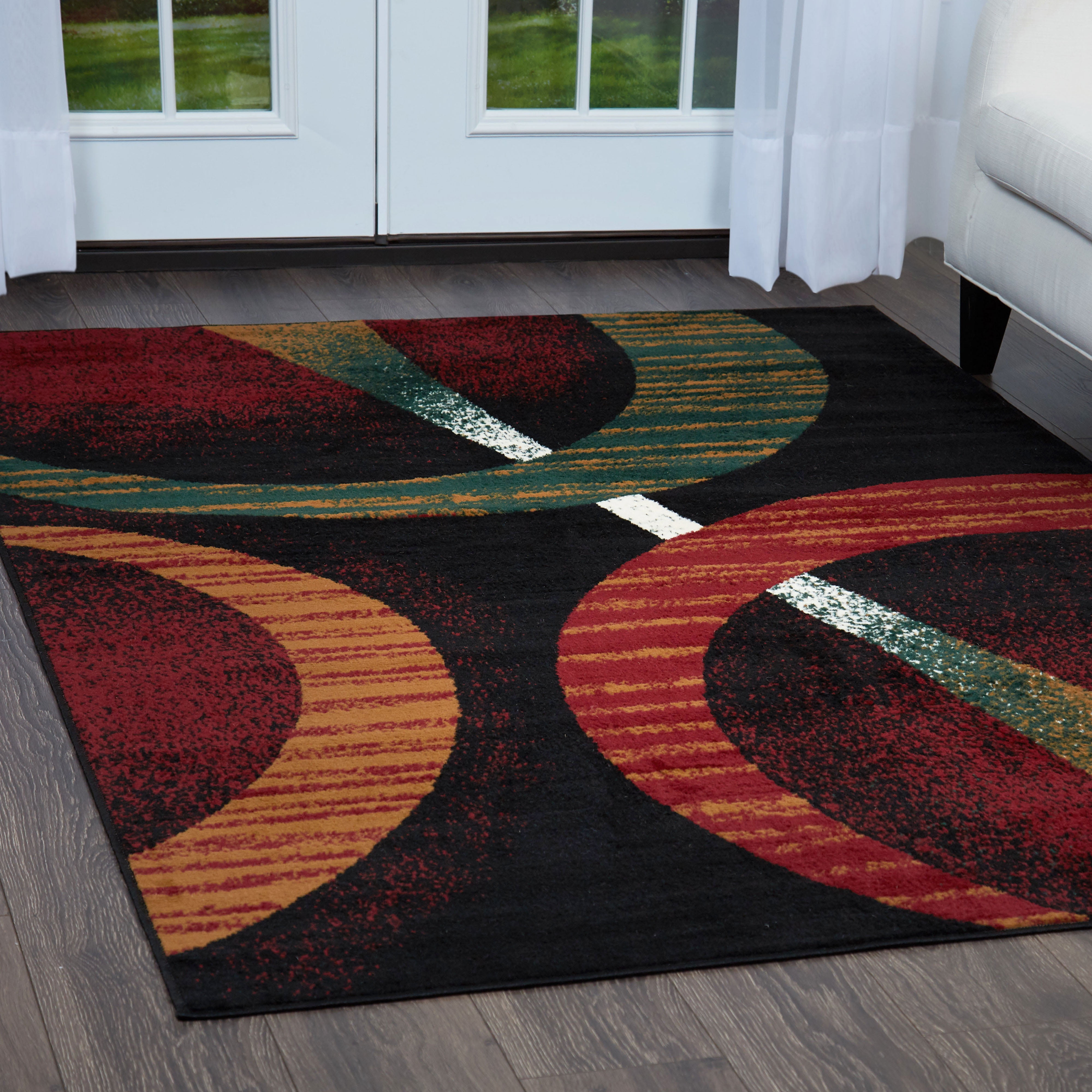 Home Dynamix Premium Indus Contemporary Geometric Area Rug, Black/Red, 21"x35"
