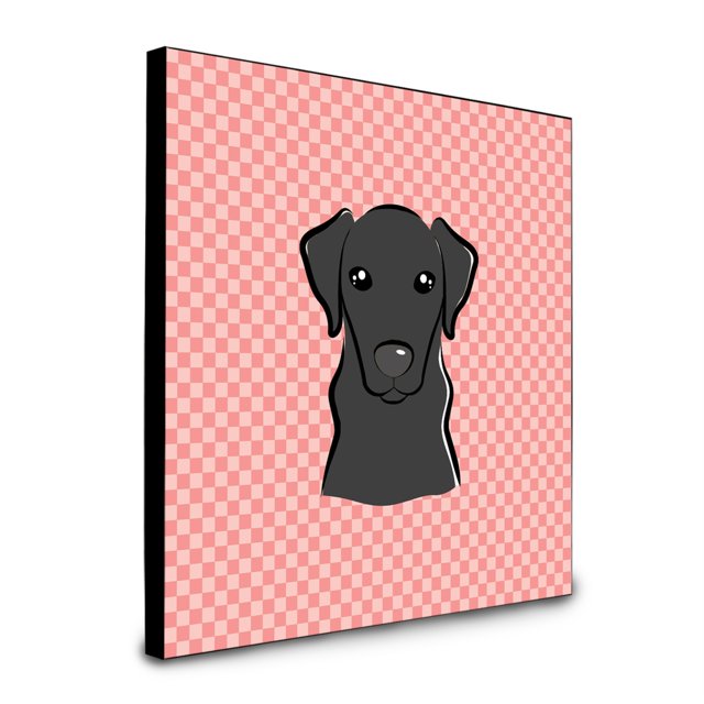 "Caroline's Treasures Checkerboard Pink Black Labrador Art Panel decoración de pared, multicolor" Caroline's Treasures BB1235UP88