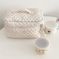 thumbnail image 4 of Juoxeepy Cotton Makeup Bag Large Travel Cosmetic Bag Quilted Cosmetic Pouch Coquette Aesthetic Floral Toiletry Bag, 4 of 7