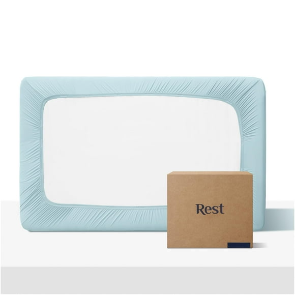 Rest Evercool+ Fitted Sheet, Twin Xl Size, Light Blue, 13"" Deep (Up To 15), Breathable Bedding For Hot Sleeper And Night Sweats, Bed Sheet With Ionic+ Self-Cleaning Silver Yarn For Sensitive Skin