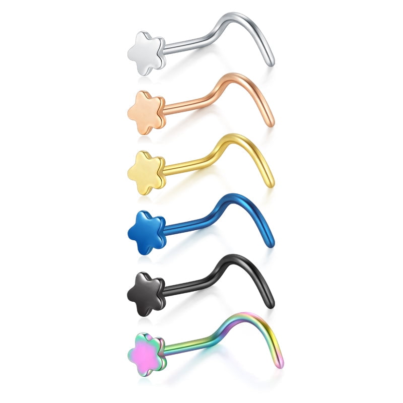 LAURITAMI 20g Nose Screw Rings flower Surgical Steel Nose Piercings