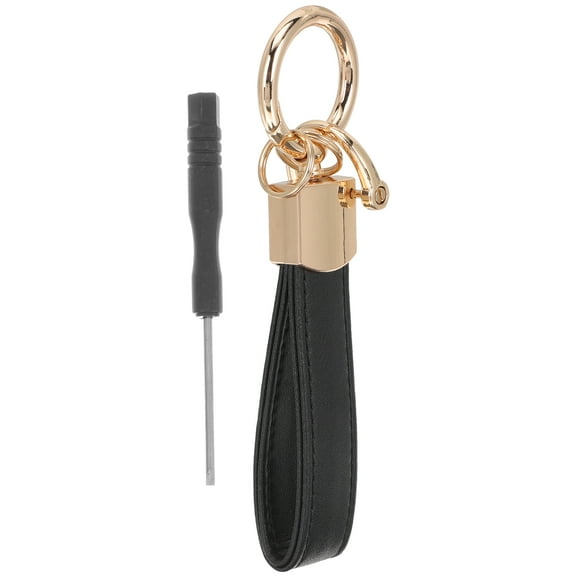 Masteelf Durable Leather Keychain with D-ring and Screw Cap for Car Keys Golden 3.5 inch