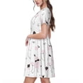 thumbnail image 2 of Picia Cute Poodle Dog Pattern Women's Short Sleeve Summer Dress Pleated Loose Swing Knee Length Short Sleeve Swing Dresses, 2 of 6