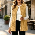 thumbnail image 2 of Lcziwo Fuzzy Fleece Vest for Women Sleeveless Jacquard Open Front Cardigan with Pockets Plush Cozy Casual Jackets Yellow,XXL, 2 of 9