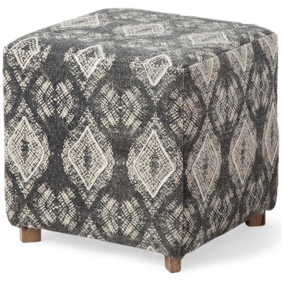 Mercana Pallu 18.75"H Dhurrie Brown Cotton Cover w/Four Wooden Legs Ottoman