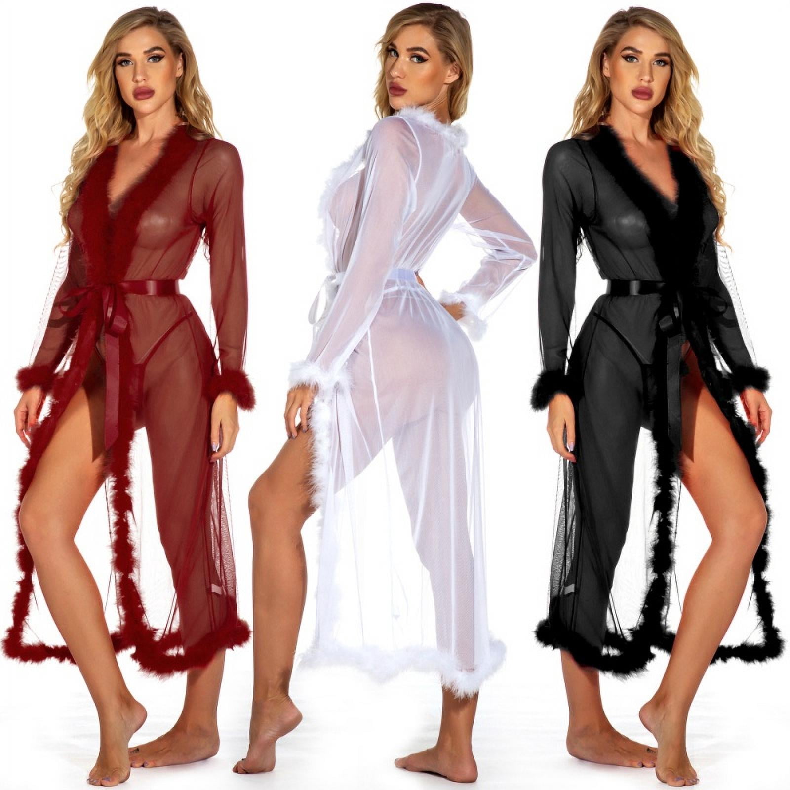 Women Sleepwear Night Dress Lingerie Lace Silk Nightgown Dress Sleepwear Front Closure Nightwear Lace Underwear Nightdress
