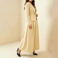 thumbnail image 7 of BODOAO Women's Dressy Pant Suit Mesh Sheer Sleeve Ruffle Blazer and Wide Leg Pants Set, Casual Work Office Business Party Matching Pantsuit Outfit for Meetings and Events Beige L, 7 of 7