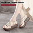 thumbnail image 3 of PU Leather Roman Hollow Sandals Women's Platform Open Toe Shoes Back Zipper Design Summer Supply, 3 of 6