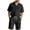 Black Set for Men, variant on Mrmaere Men's Collared Button Down Shirt and Shorts Set Short Sleeve 2 Piece Multi Pockets Durable for Work Outdoor Army Green L