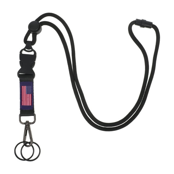 FRCOLOR USA Flag Patriotic Polyester Lanyard with Breakaway Feature and Quick Detachable Design for Keys